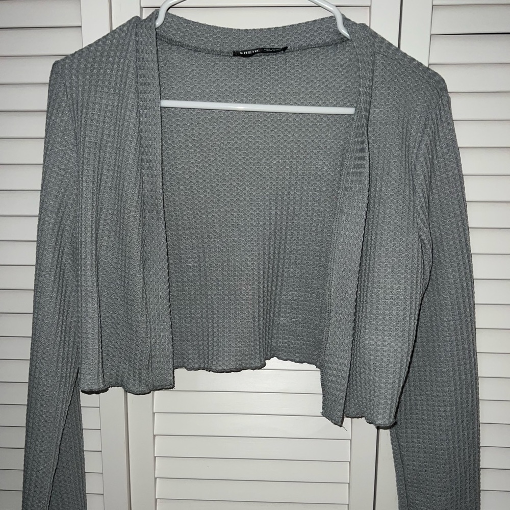 Shein Cropped Cardigan, Size Medium, Grey